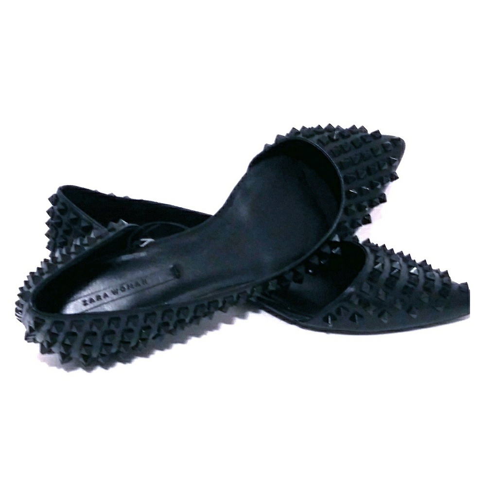 Zara Woman studded black flats size 8